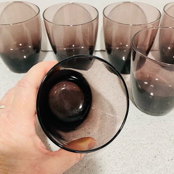 Purple old fashioned glasses mod 1970’s barware cocktails set (6) Libbey? - Picture 6 of 7